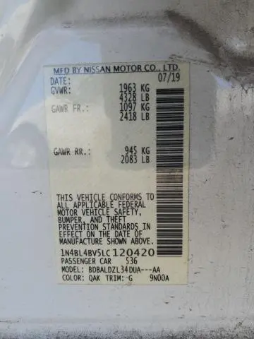 2020 NISSAN ALTIMA S  