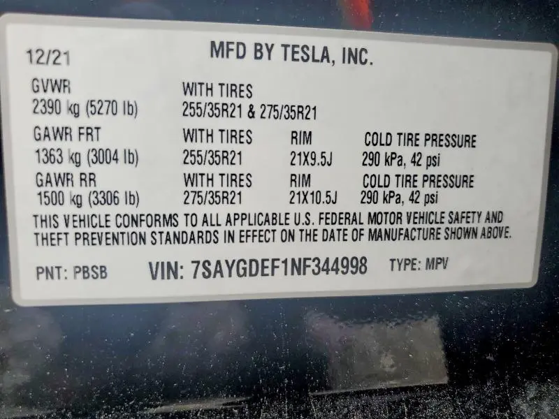 2022 TESLA MODEL Y   