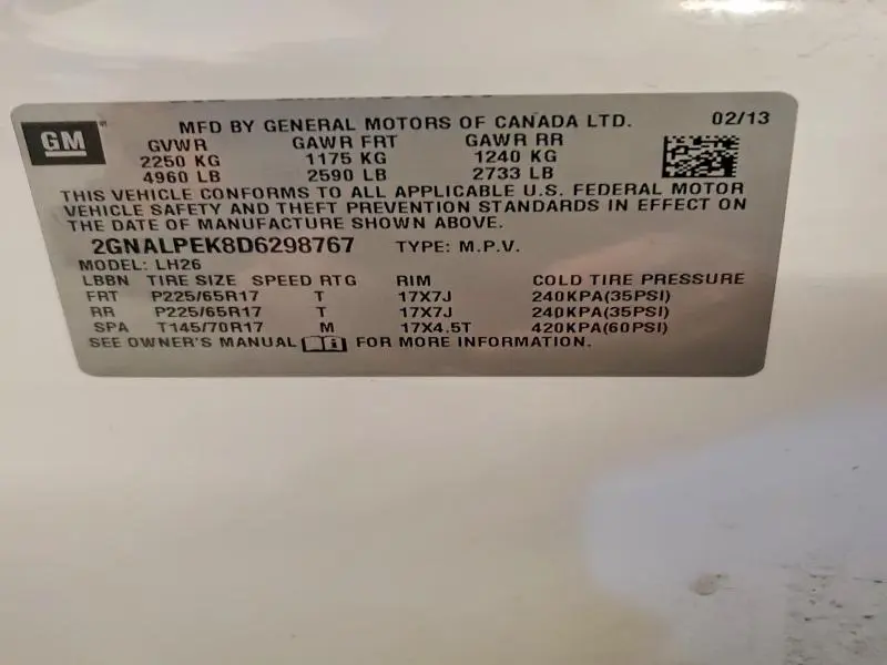 2013 CHEVROLET EQUINOX LT  