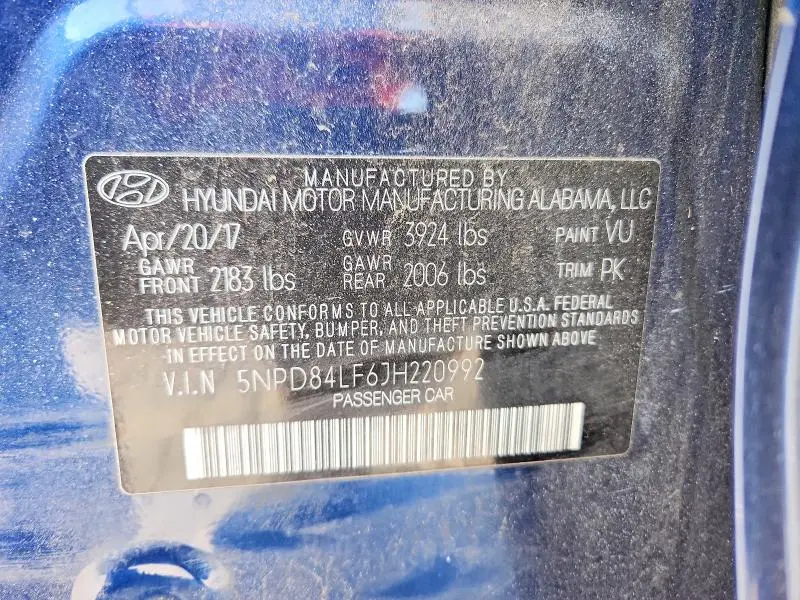 2018 HYUNDAI ELANTRA SEL  