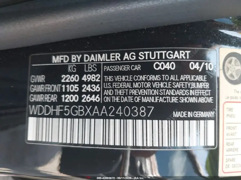 2010 MERCEDES-BENZ E 350  