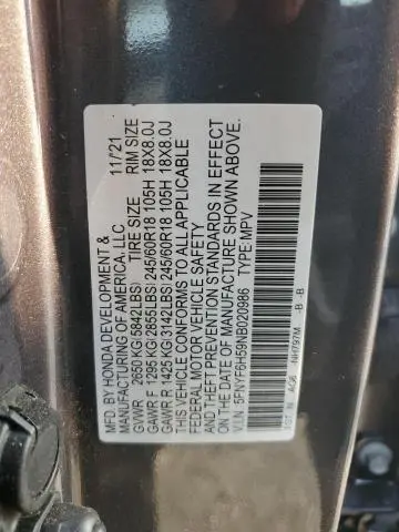 2022 HONDA PILOT EXL  
