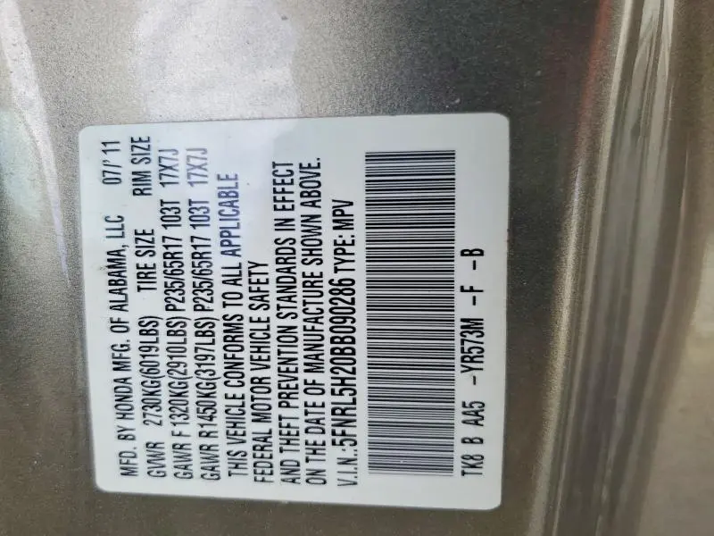 2011 HONDA ODYSSEY LX  