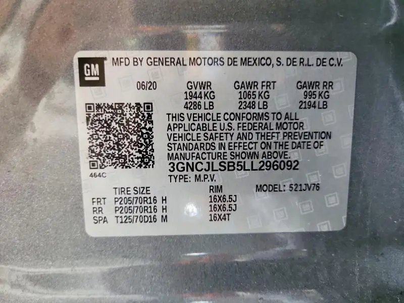 2020 CHEVROLET TRAX 1LT  