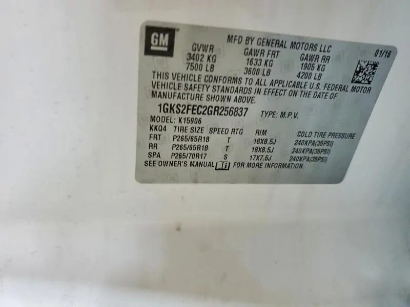 2016 GMC YUKON XL K1500 SLE  