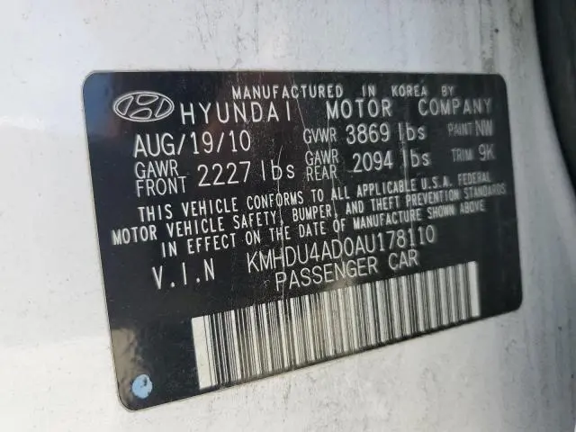 2010 HYUNDAI ELANTRA BLUE  