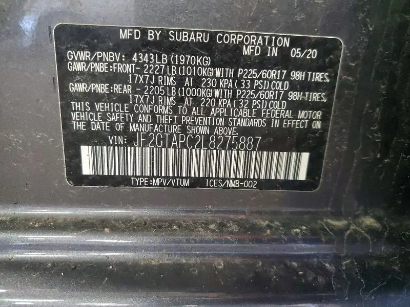 2020 SUBARU CROSSTREK PREMIUM  