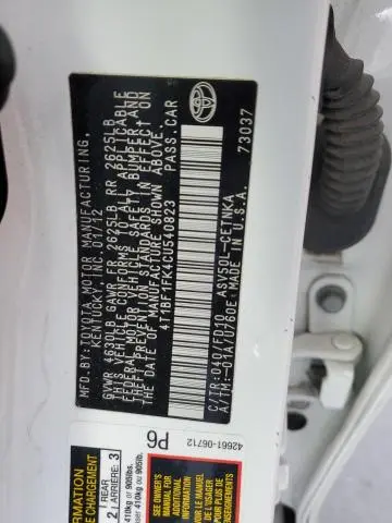 2012 TOYOTA CAMRY BASE  