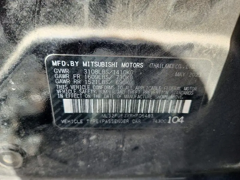 2023 MITSUBISHI MIRAGE G4 ES  