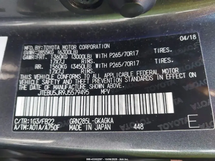 2018 TOYOTA 4RUNNER SR5