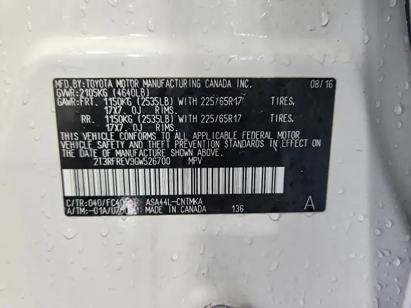 2016 TOYOTA RAV4 XLE  