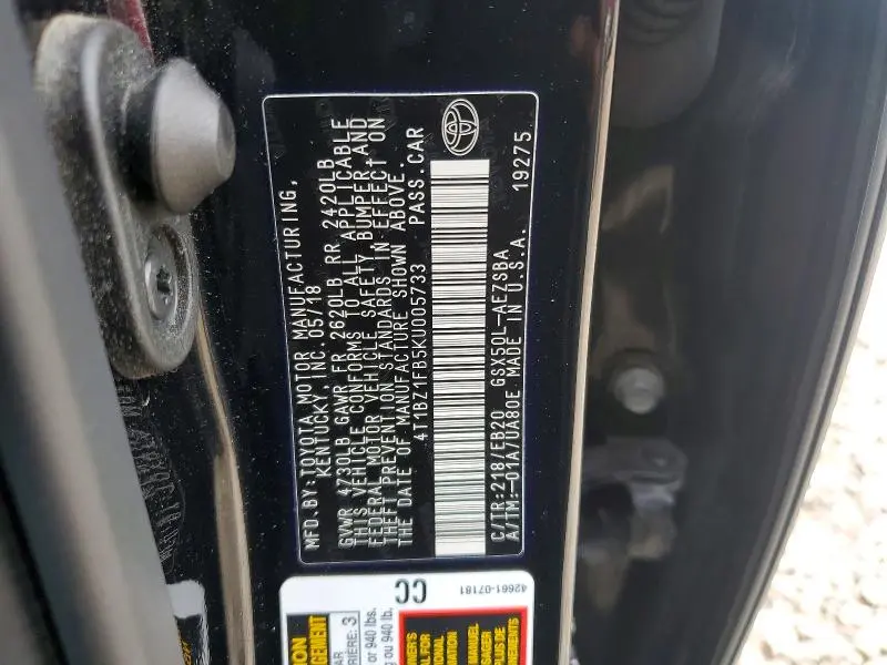 2019 TOYOTA AVALON TOURING  