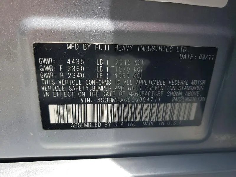 2012 SUBARU LEGACY 2.5I  