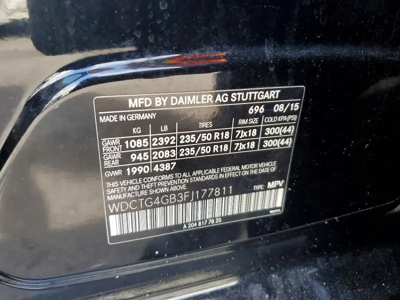 2015 MERCEDES-BENZ GLA 250 4MATIC  