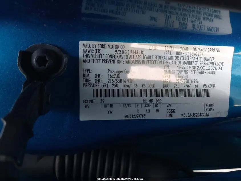 2016 FORD FOCUS SE