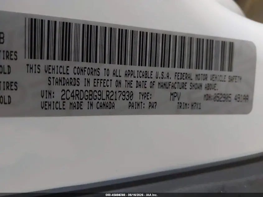 2020 DODGE GRAND CARAVAN SE