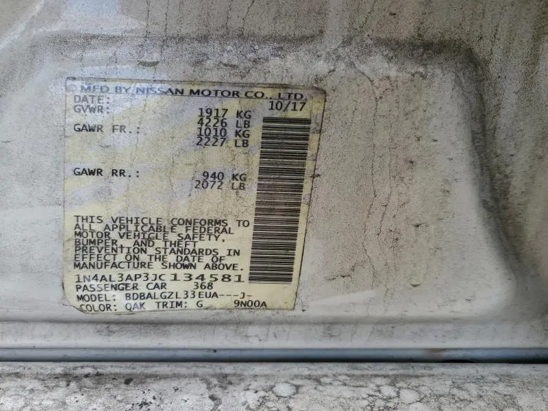 2018 NISSAN ALTIMA 2.5  