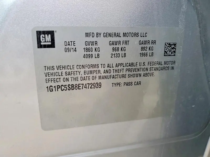 2014 CHEVROLET CRUZE LT  