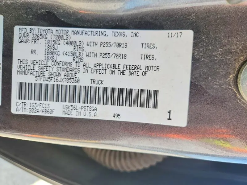 2018 TOYOTA TUNDRA CREWMAX SR5  
