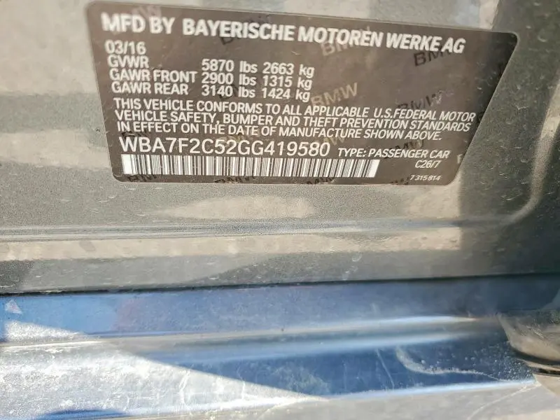 2016 BMW 750 XI  