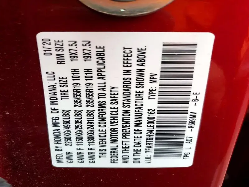 2020 HONDA CR-V TOURING  