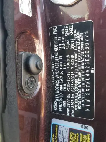2011 KIA SORENTO EX  