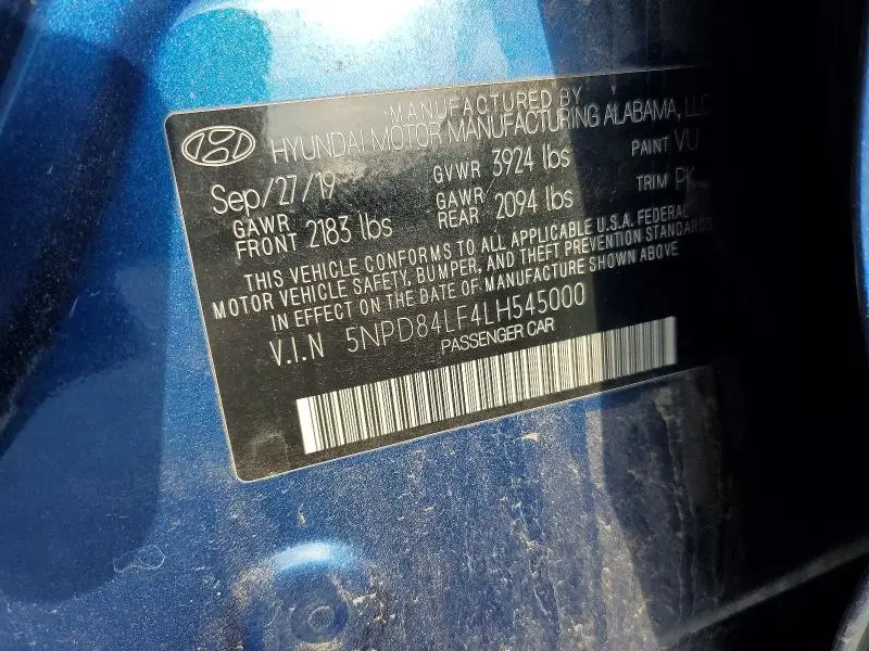 2020 HYUNDAI ELANTRA SEL  