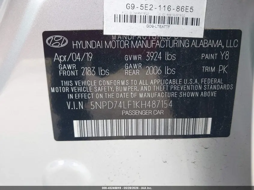 2019 HYUNDAI ELANTRA SE
