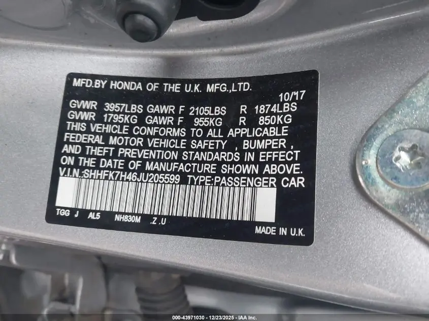 2018 HONDA CIVIC SPORT