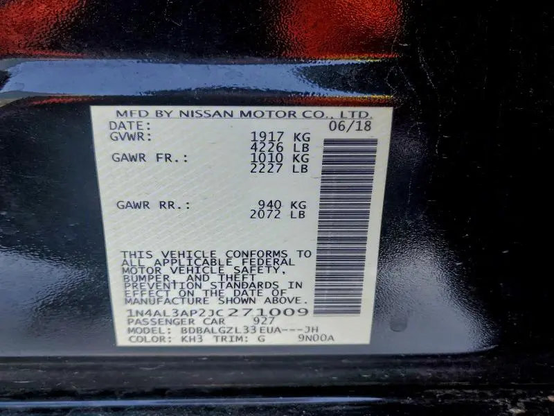 2018 NISSAN ALTIMA 2.5  