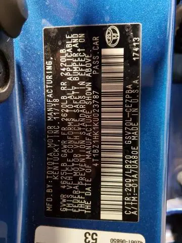 2019 TOYOTA CAMRY XSE  