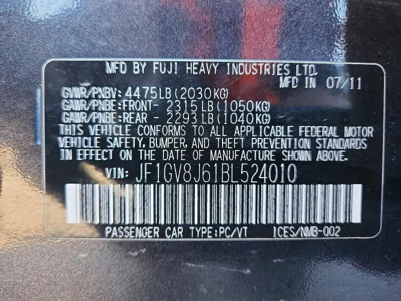 2011 SUBARU IMPREZA WRX STI  