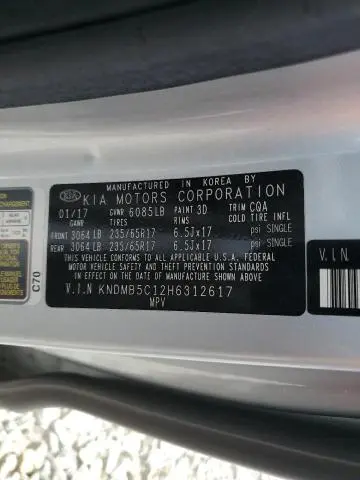 2017 KIA SEDONA LX  