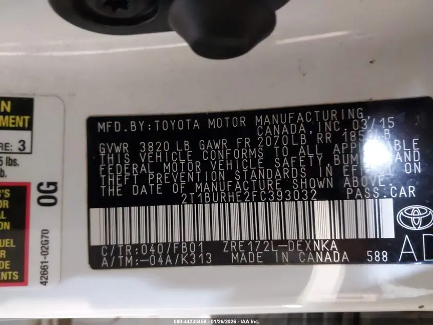 2015 TOYOTA COROLLA LE