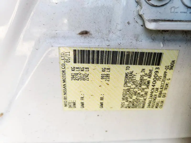 2012 NISSAN ALTIMA BASE  
