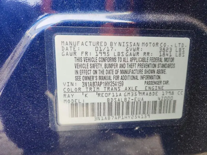 2017 NISSAN SENTRA S  