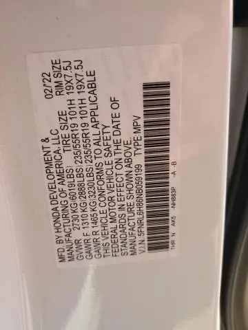 2022 HONDA ODYSSEY TOURING  