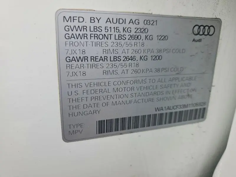 2021 AUDI Q3 PREMIUM 40  