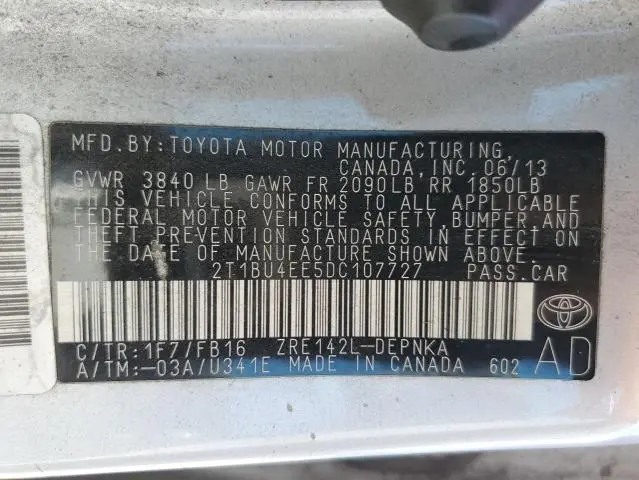 2013 TOYOTA COROLLA BASE  