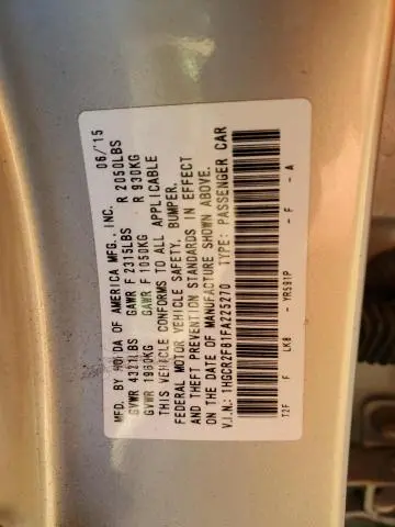 2015 HONDA ACCORD EXL  