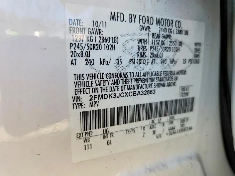 2012 FORD EDGE SEL  