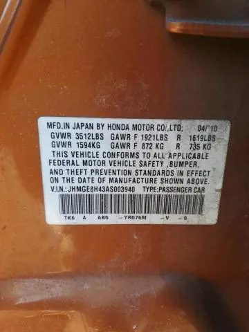 2010 HONDA FIT SPORT