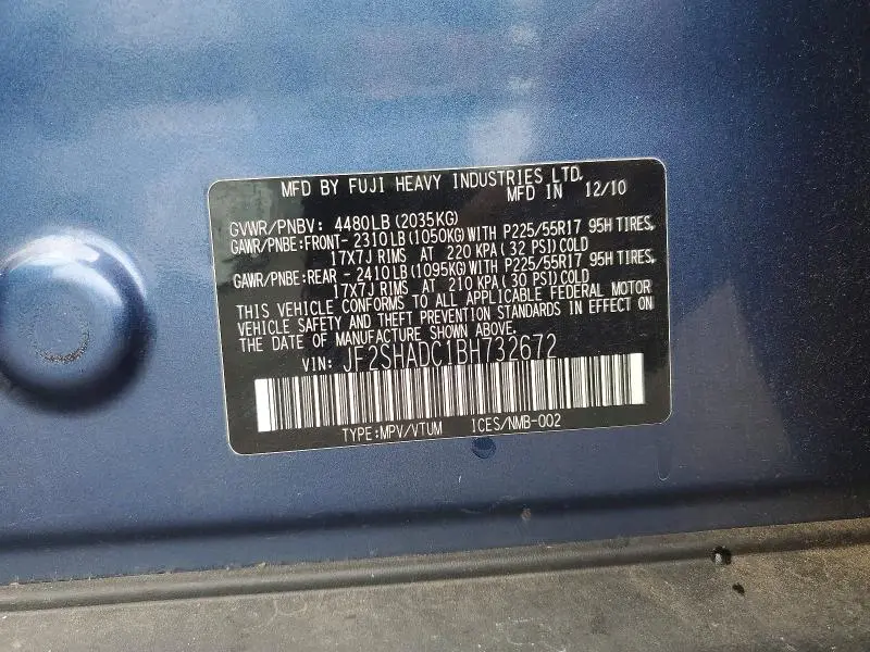2011 SUBARU FORESTER 2.5X PREMIUM  