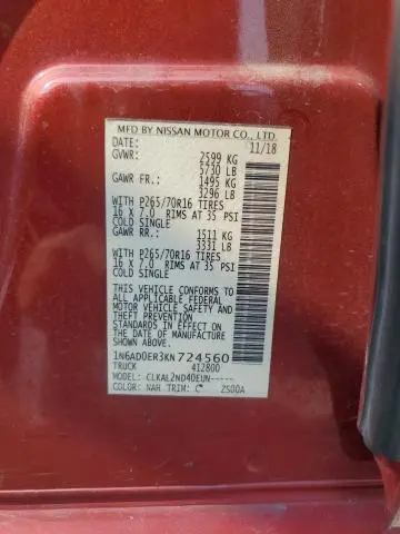 2019 NISSAN FRONTIER S  