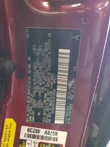 2012 TOYOTA SIENNA XLE  