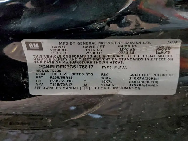 2016 CHEVROLET EQUINOX LTZ  