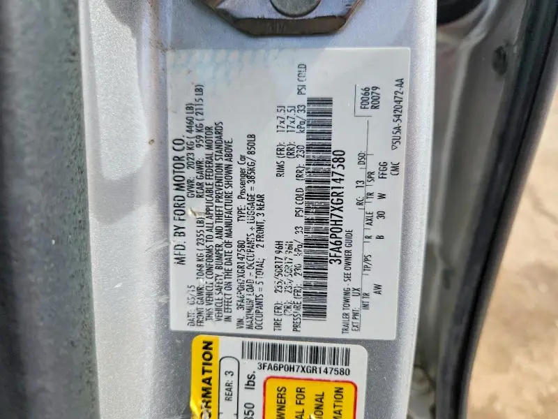 2016 FORD FUSION SE  