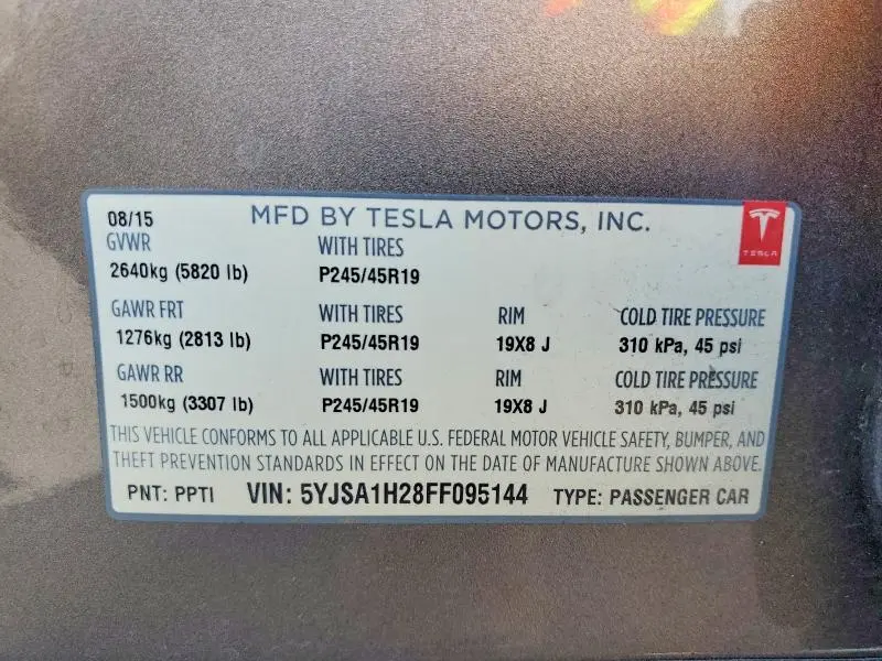 2015 TESLA MODEL S 85D  