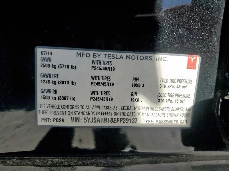 2014 TESLA MODEL S   