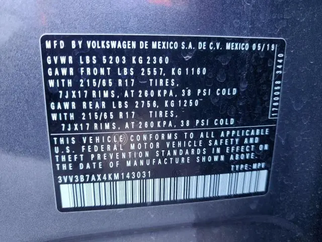2019 VOLKSWAGEN TIGUAN SE  